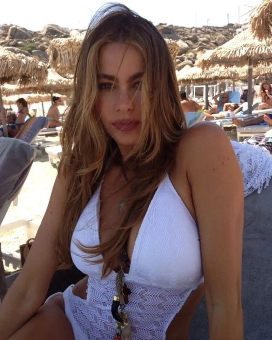 WHITE HOTThe actress gave a smoldering look while on the beach in Greece.