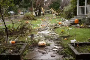 A destroyed front yard | Source: Midjourney